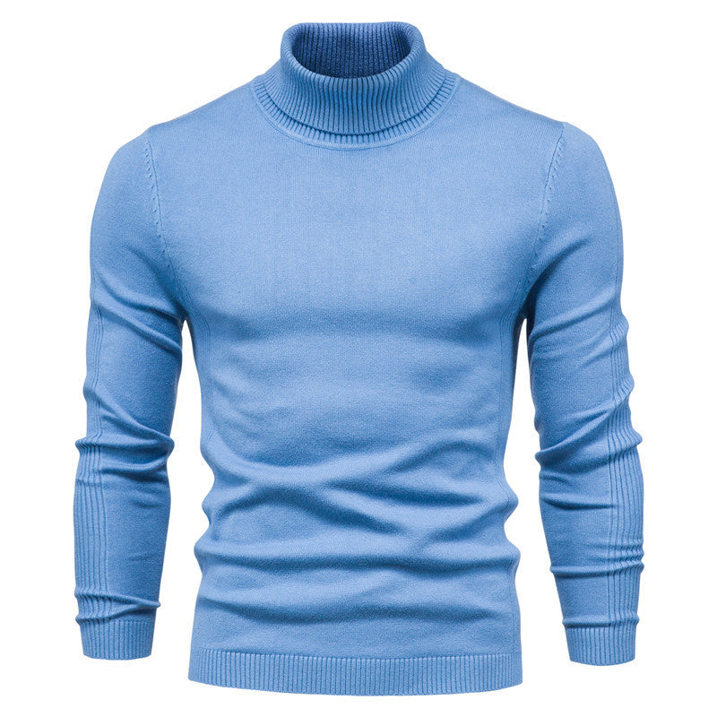 Men's slim-fit turtleneck sweater in Light Blue