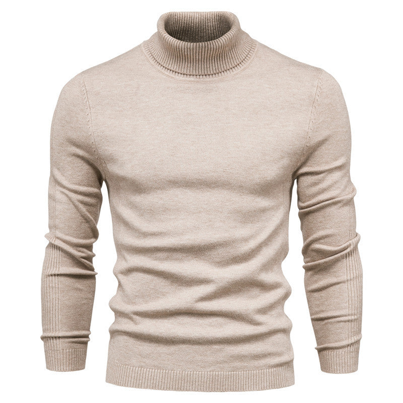 Men's slim-fit turtleneck sweater in Khaki