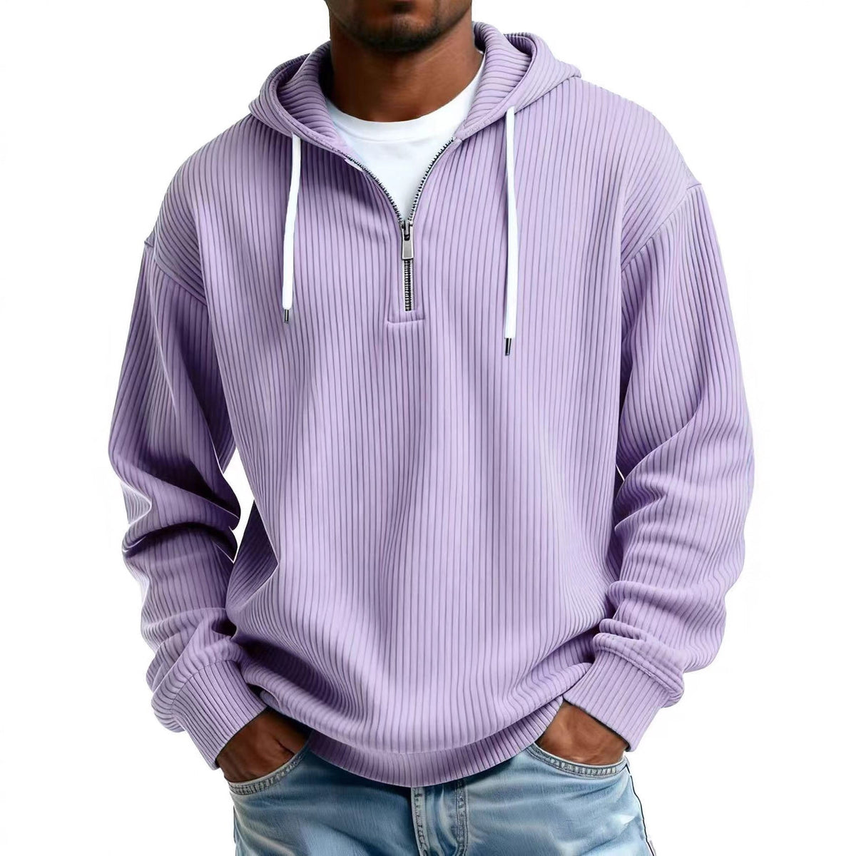 Men's Relaxed Fit Half-Zip Hoodie-Casual Streetwear