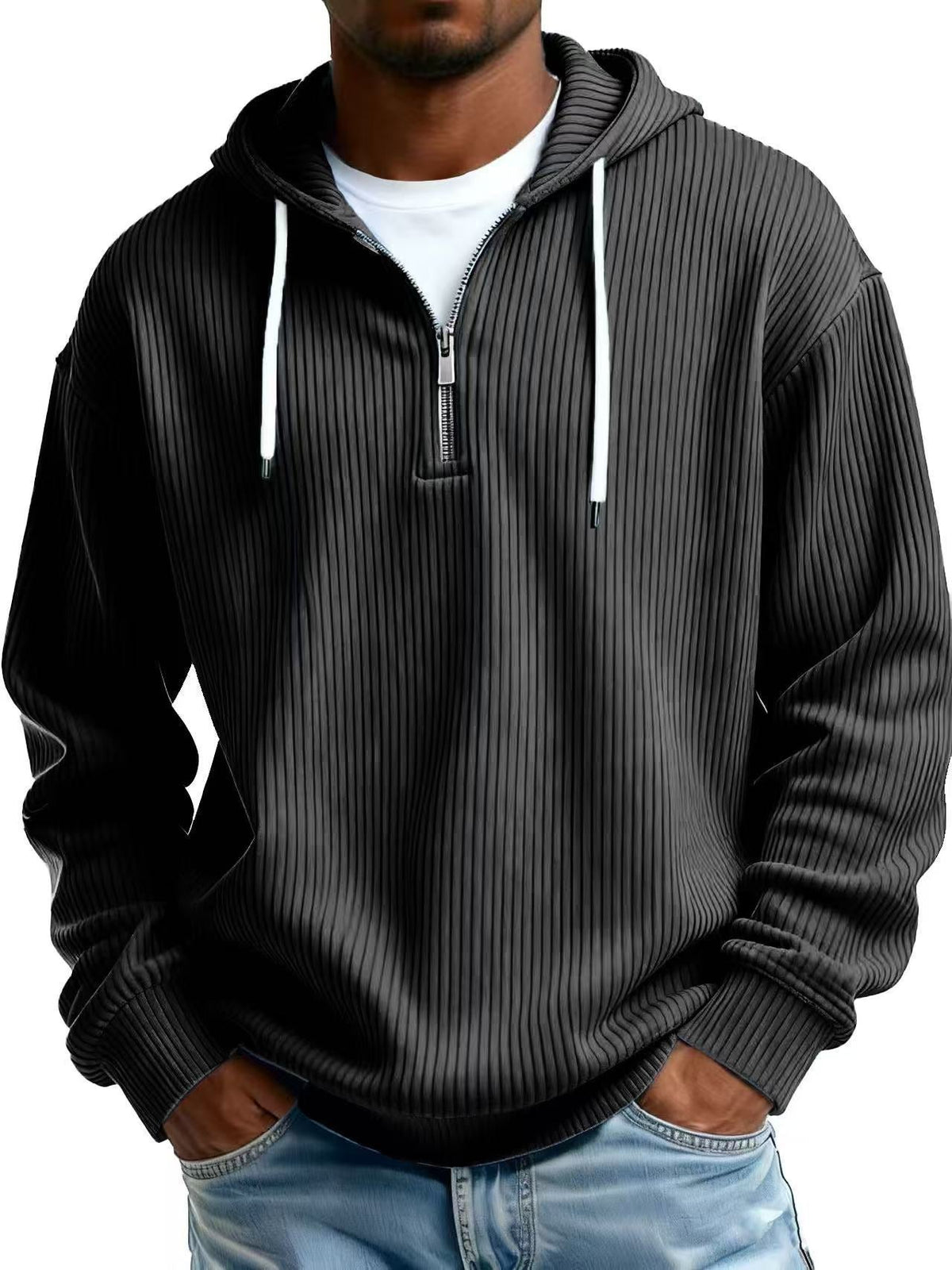 Men's Relaxed Fit Half-Zip Hoodie-Casual Streetwear