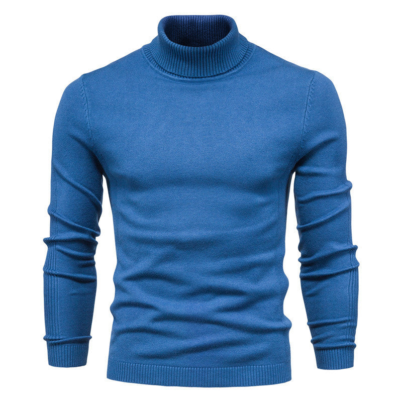 Men's slim-fit turtleneck sweater in Dark Blue