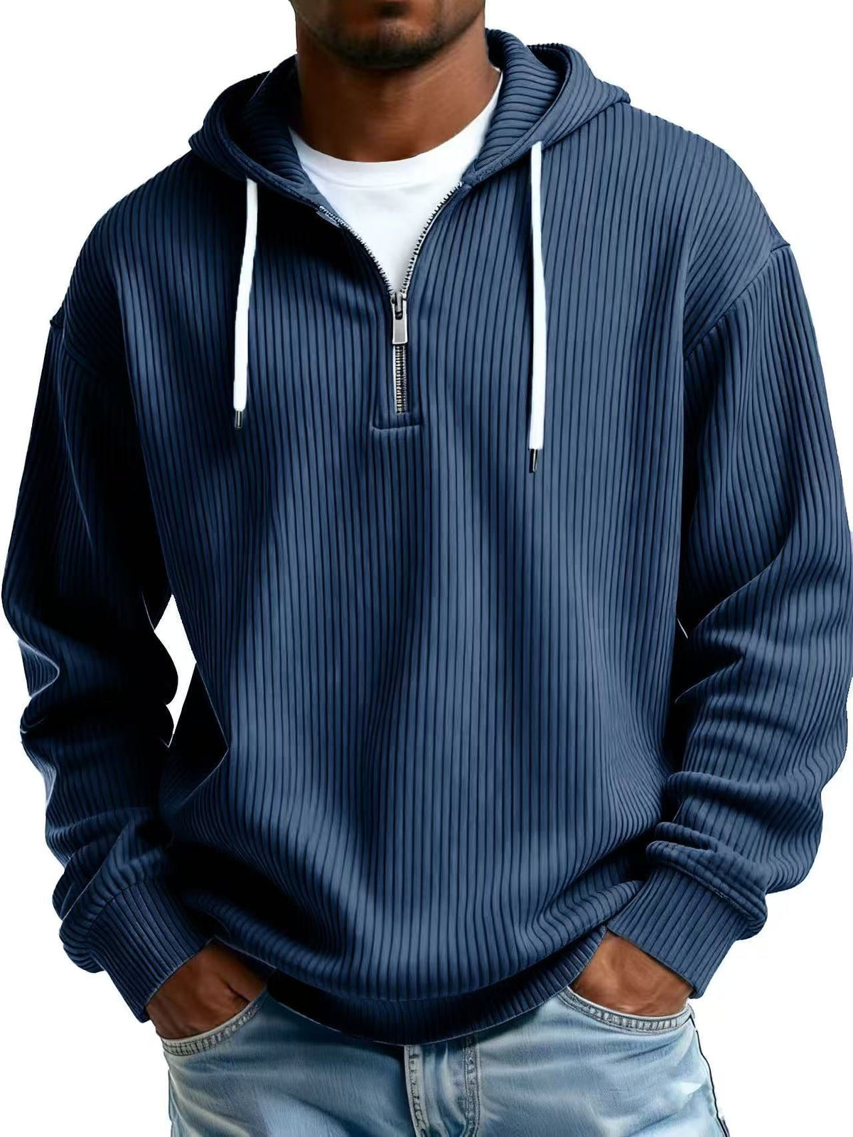 Men's Relaxed Fit Half-Zip Hoodie-Casual Streetwear
