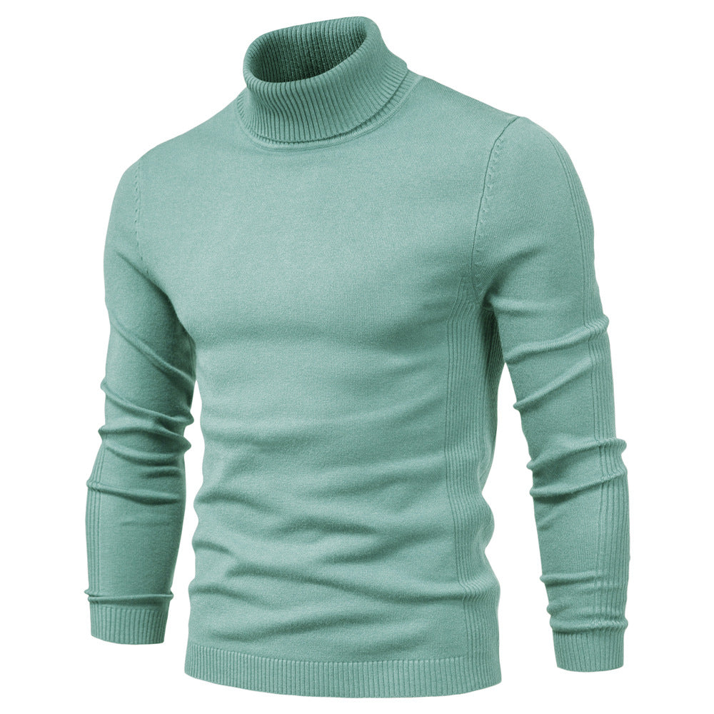 Men's slim-fit turtleneck sweater in Light Green
