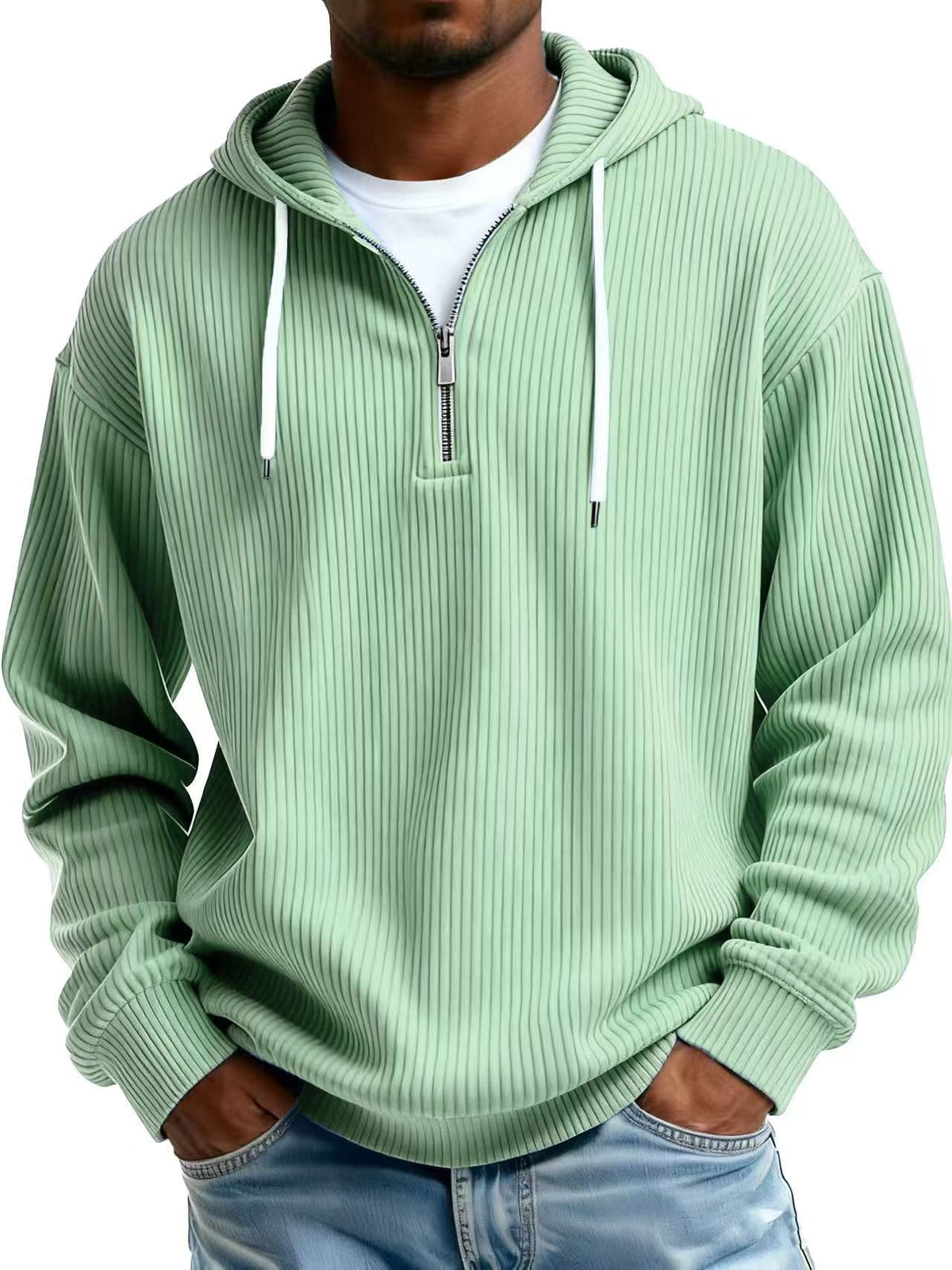 Men's Relaxed Fit Half-Zip Hoodie-Casual Streetwear