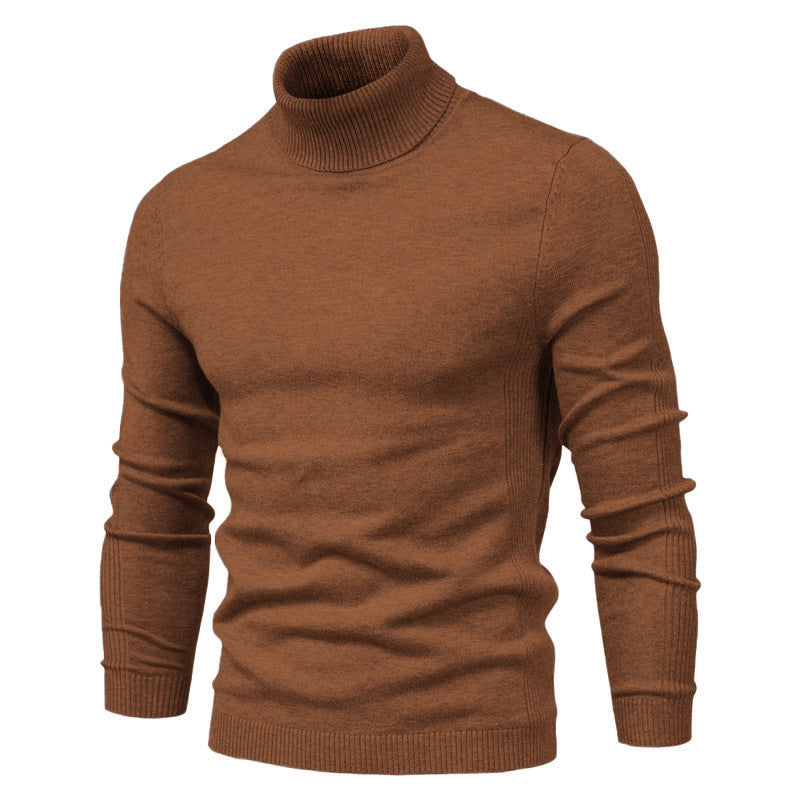 Men's slim-fit turtleneck sweater in Coffee