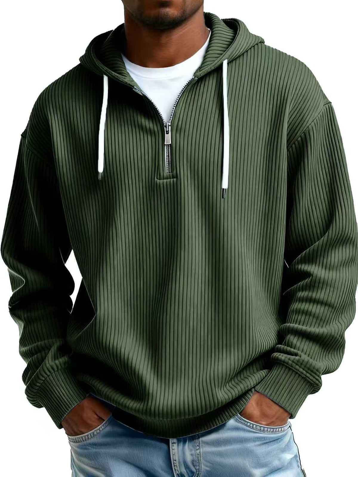 Men's Relaxed Fit Half-Zip Hoodie-Casual Streetwear