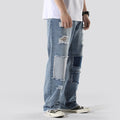 Men's Patchwork Baggy Jeans-Urban Streetwear