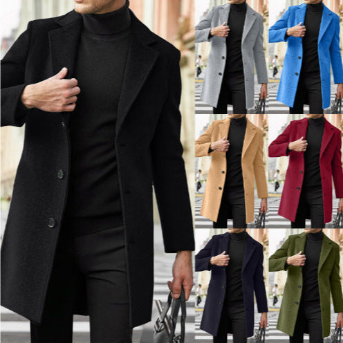 Men's mid-length slim-fit overcoat - photo 1