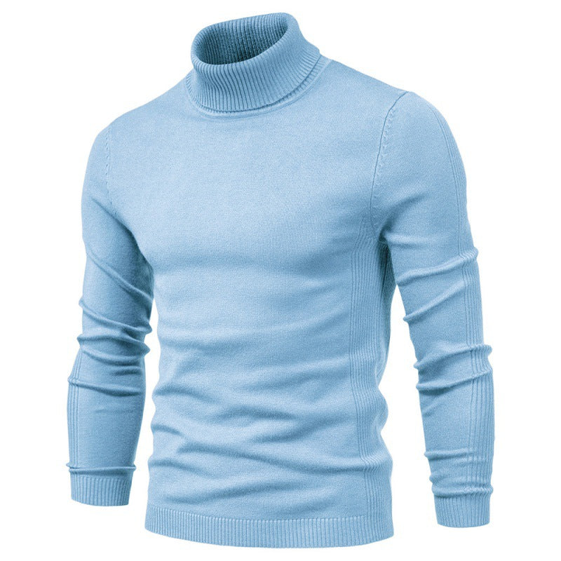 Men's slim-fit turtleneck sweater in Sky Blue