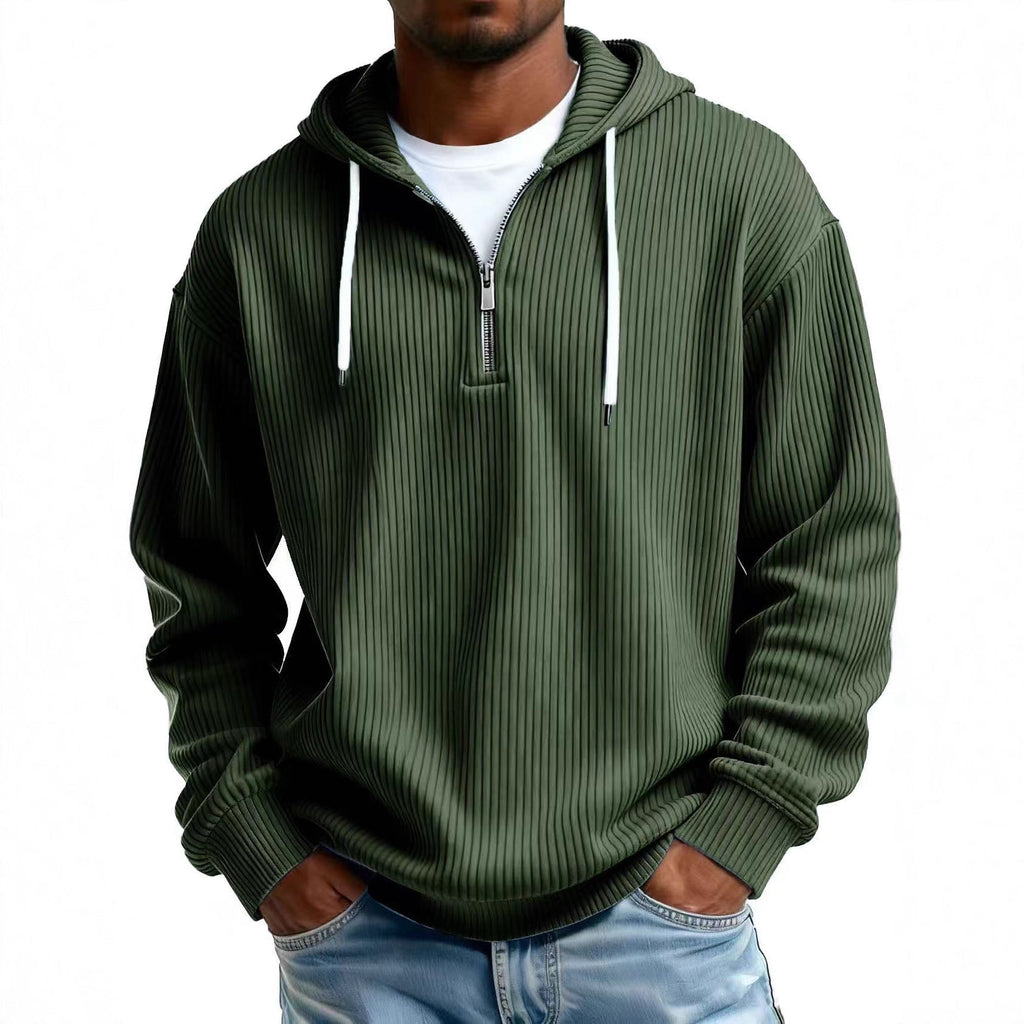 Men's Relaxed Fit Half-Zip Hoodie-Casual Streetwear