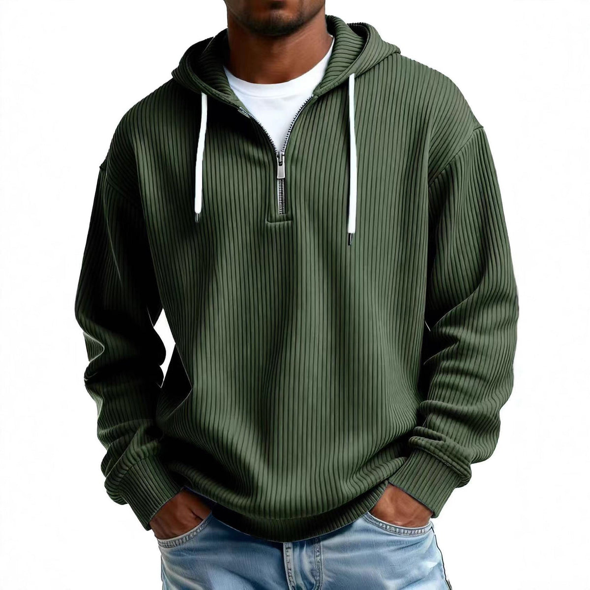 Men's Relaxed Fit Half-Zip Hoodie-Casual Streetwear