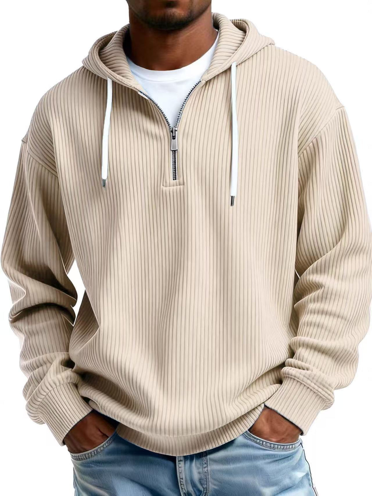 Men's Relaxed Fit Half-Zip Hoodie-Casual Streetwear