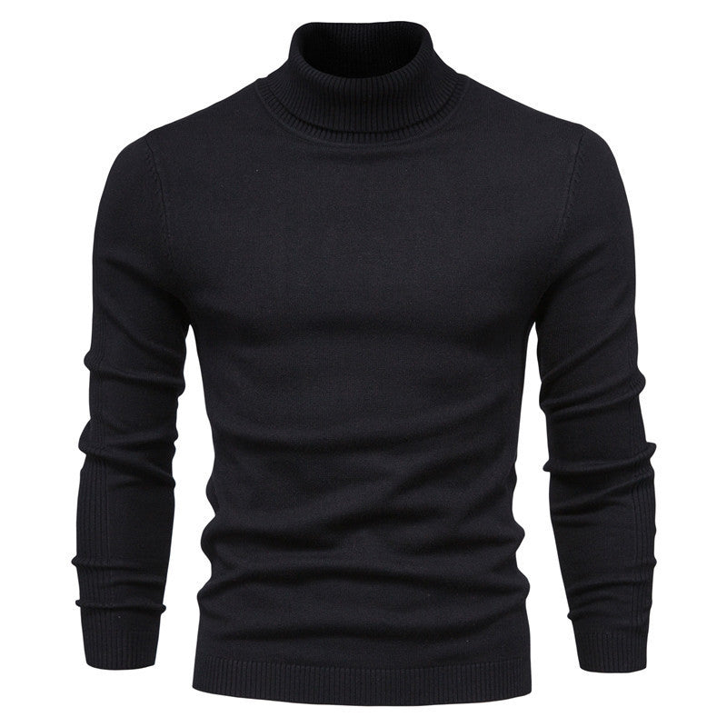 Men's slim-fit turtleneck sweater in Black