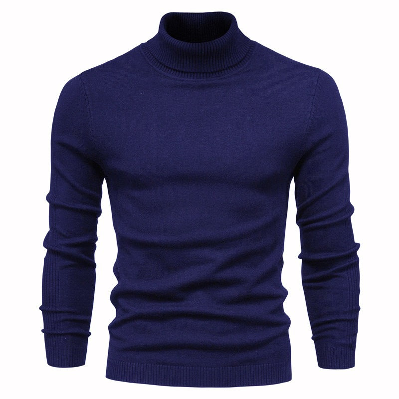 Men's slim-fit turtleneck sweater in Navy Blue