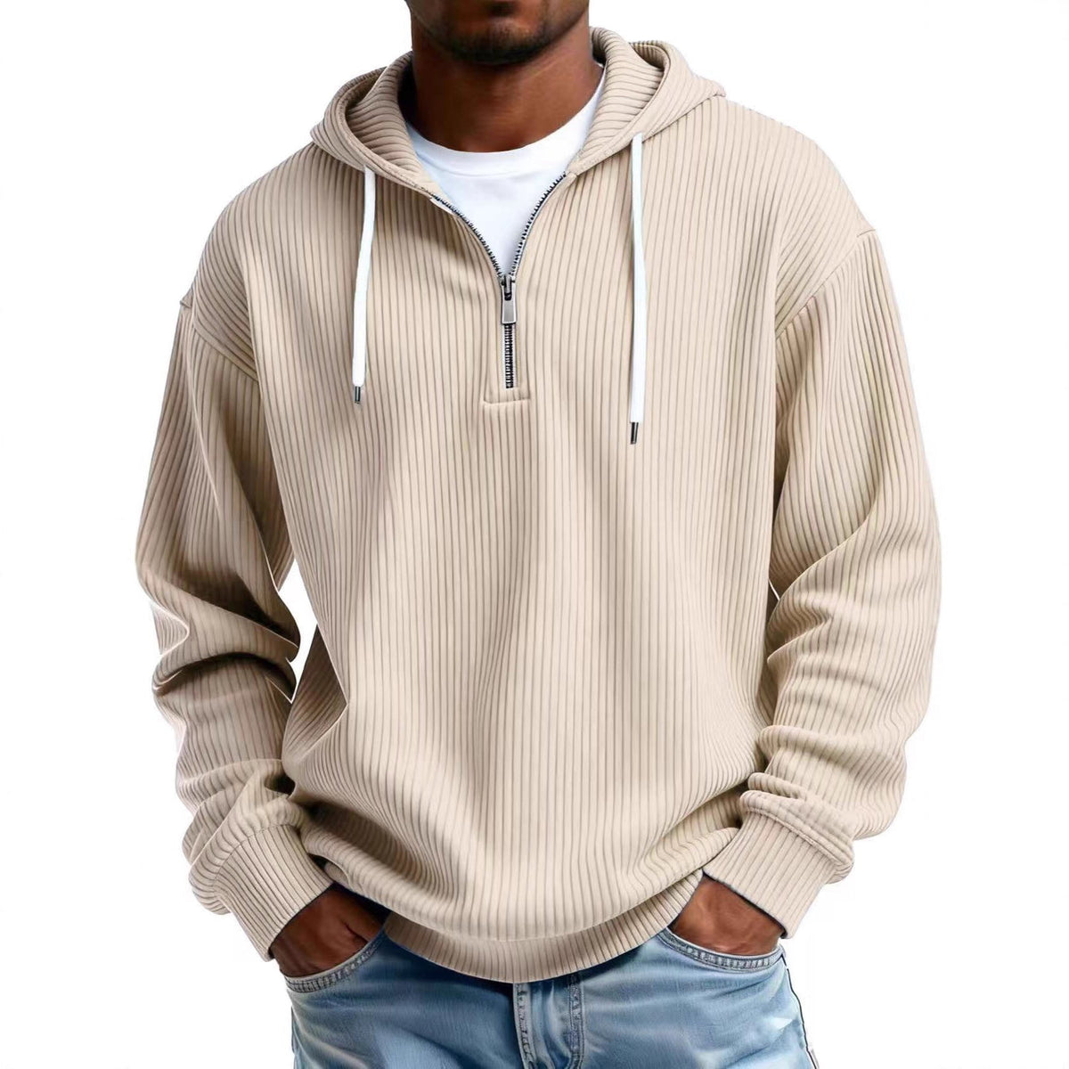 Men's Relaxed Fit Half-Zip Hoodie-Casual Streetwear