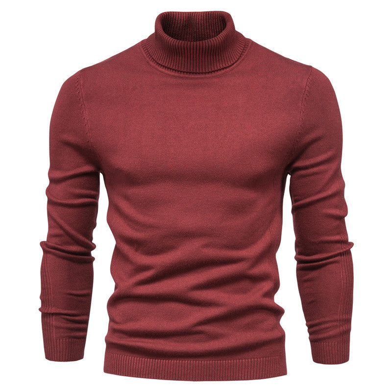 Men's slim-fit turtleneck sweater in Red