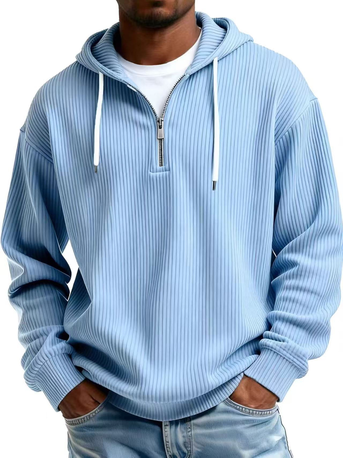Men's Relaxed Fit Half-Zip Hoodie-Casual Streetwear