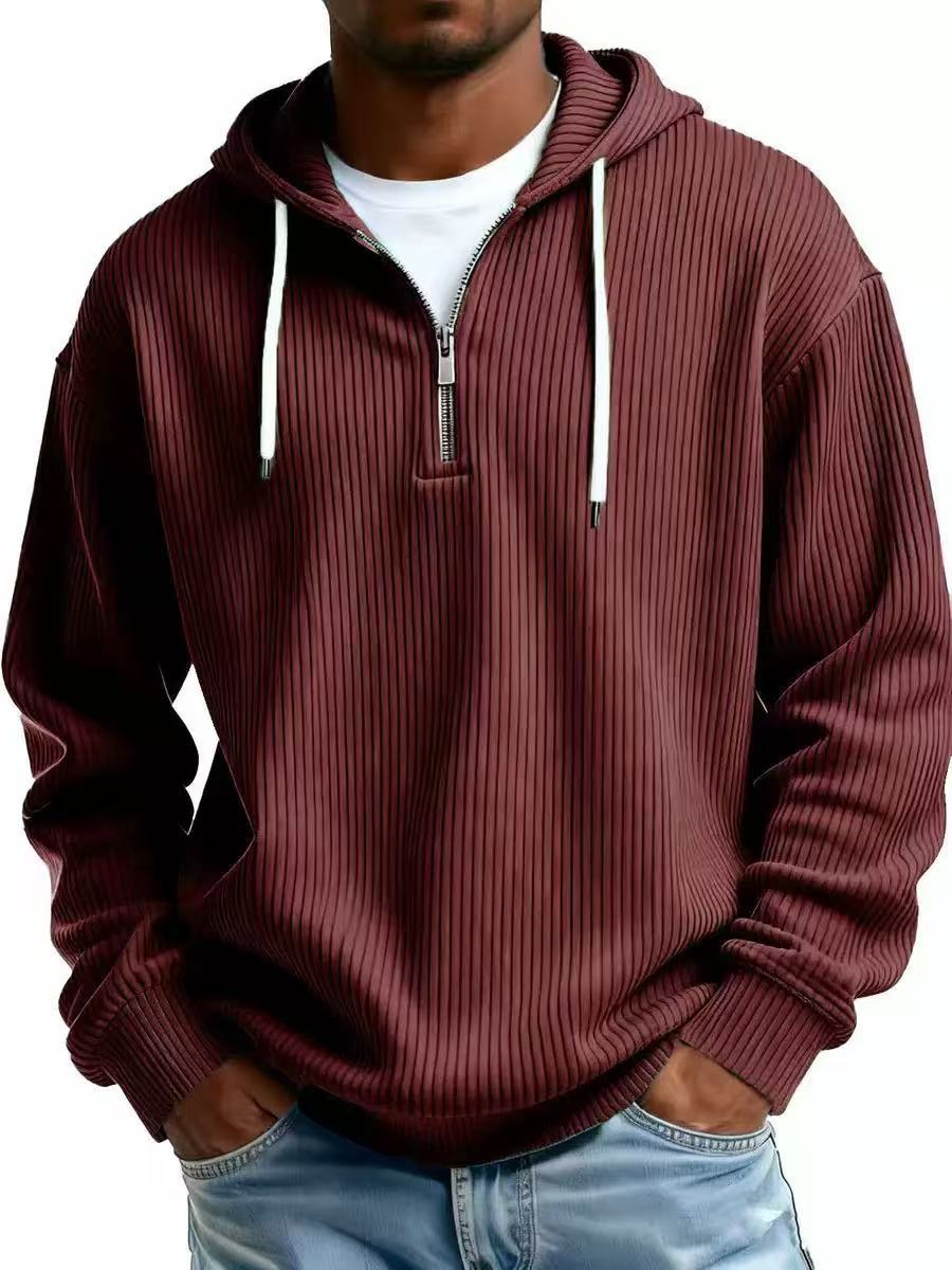 Men's Relaxed Fit Half-Zip Hoodie-Casual Streetwear