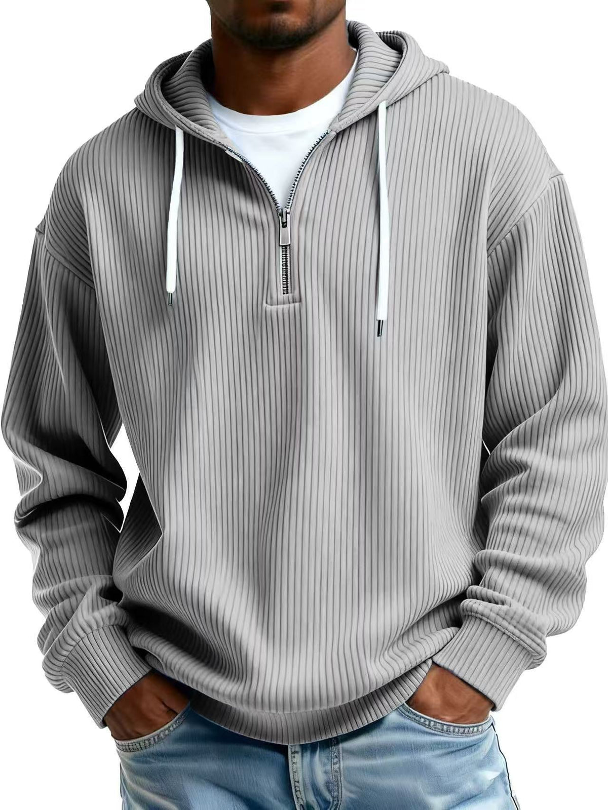 Men's Relaxed Fit Half-Zip Hoodie-Casual Streetwear