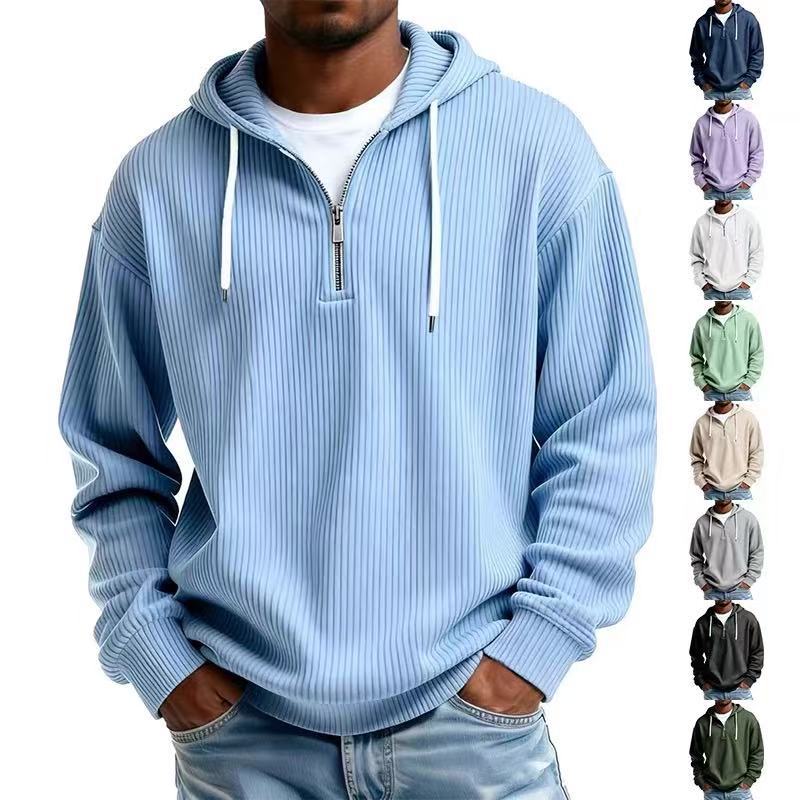 Men's Relaxed Fit Half-Zip Hoodie-Casual Streetwear