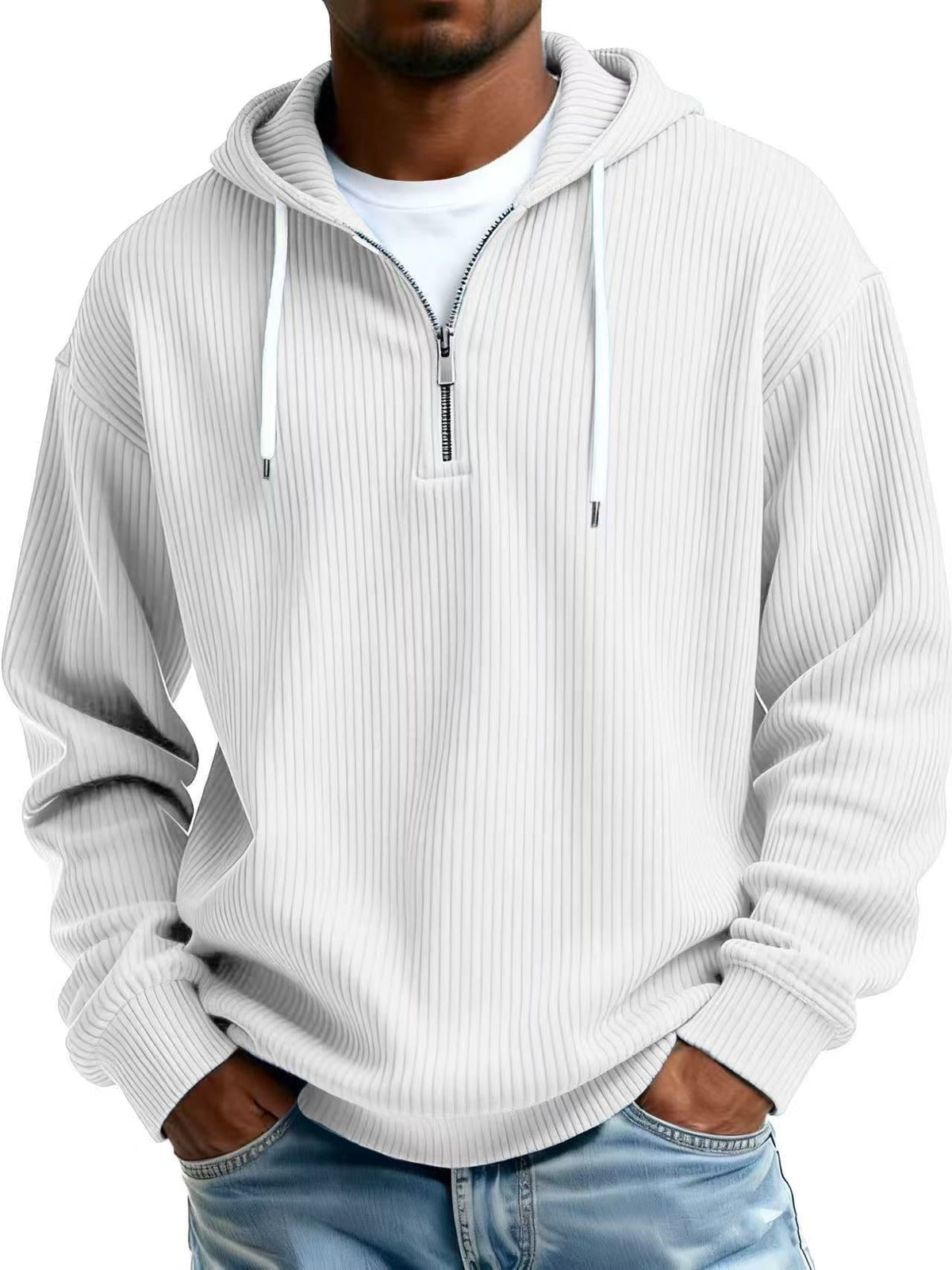 Men's Relaxed Fit Half-Zip Hoodie-Casual Streetwear