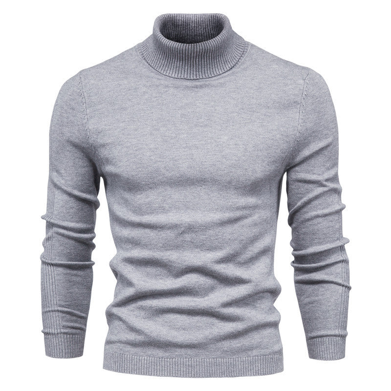 Men's slim-fit turtleneck sweater in Light Gray