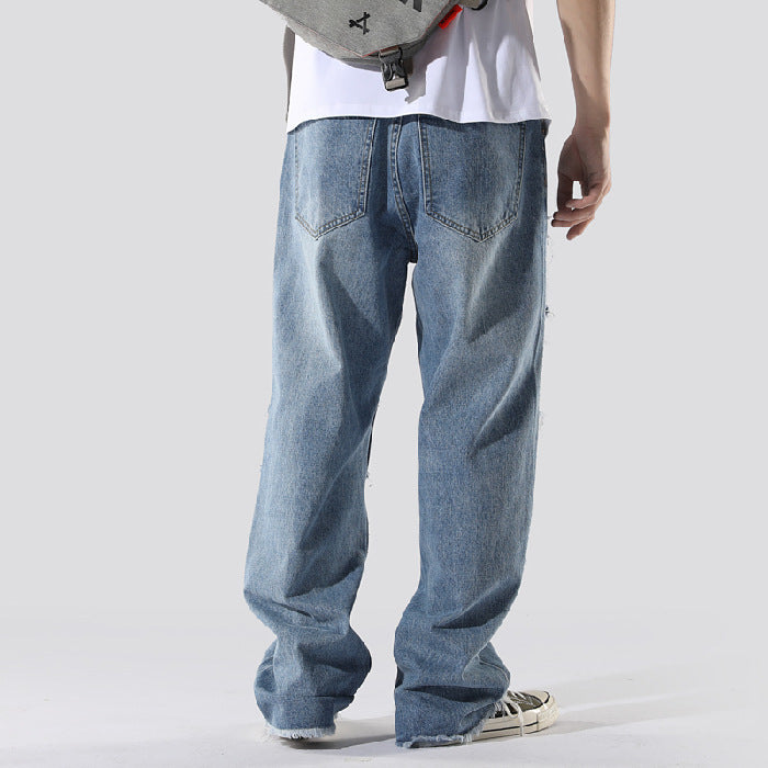 Men's Patchwork Baggy Jeans-Urban Streetwear