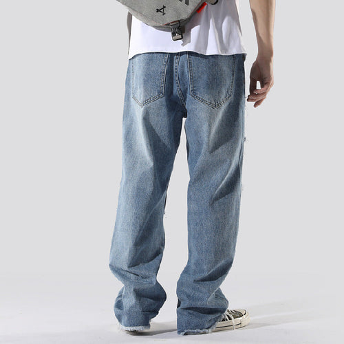 Men's Patchwork Baggy Jeans-Urban Streetwear