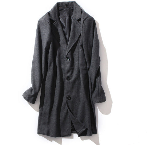 Men's mid-length slim-fit overcoat in Dark Gray