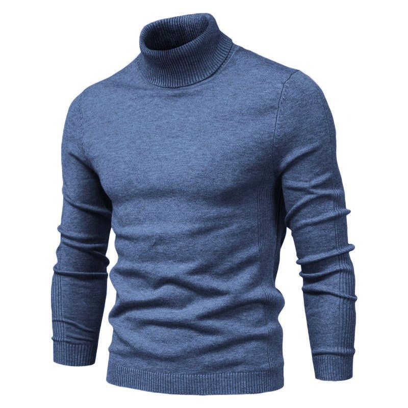 Men's slim-fit turtleneck sweater in Denim Blue